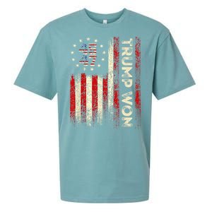 Trump Won 2024 Election President 47 Th American Flag Sueded Cloud Jersey T-Shirt