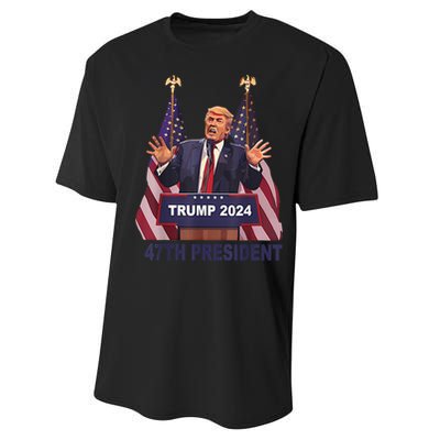 Trump Won 2024 President 47th Of White House Donald Trump Performance Sprint T-Shirt