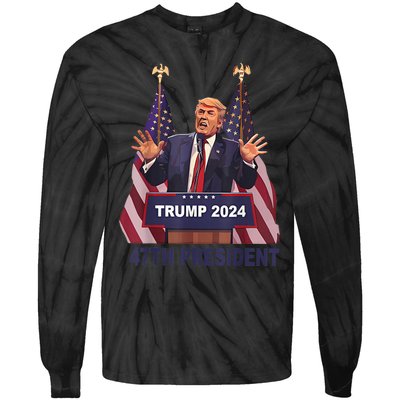 Trump Won 2024 President 47th Of White House Donald Trump Tie-Dye Long Sleeve Shirt