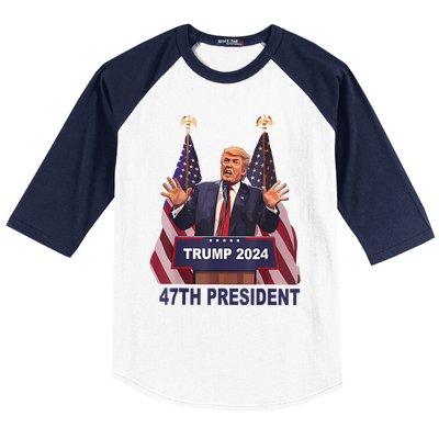 Trump Won 2024 President 47th Of White House Donald Trump Baseball Sleeve Shirt