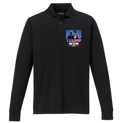 Trump Won 2024 Get Over It 47th Us President Performance Long Sleeve Polo