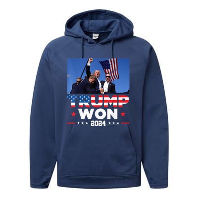 Trump Won 2024 Get Over It 47th Us President Performance Fleece Hoodie