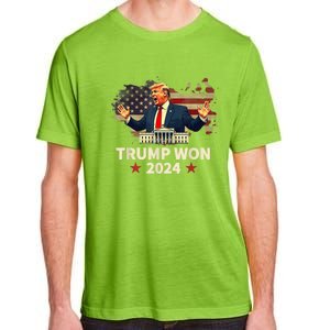 Trump Won 2024 President 47th Election Us Flag Adult ChromaSoft Performance T-Shirt