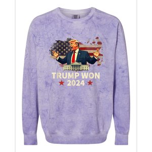 Trump Won 2024 President 47th Election Us Flag Colorblast Crewneck Sweatshirt