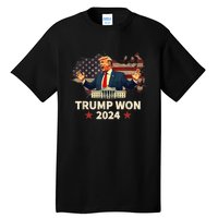 Trump Won 2024 President 47th Election Us Flag Tall T-Shirt