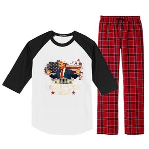 Trump Won 2024 President 47th Election Us Flag Raglan Sleeve Pajama Set