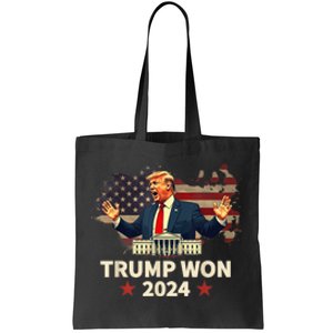 Trump Won 2024 President 47th Election Us Flag Tote Bag