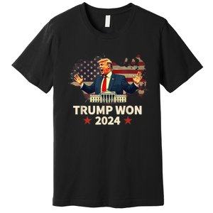 Trump Won 2024 President 47th Election Us Flag Premium T-Shirt