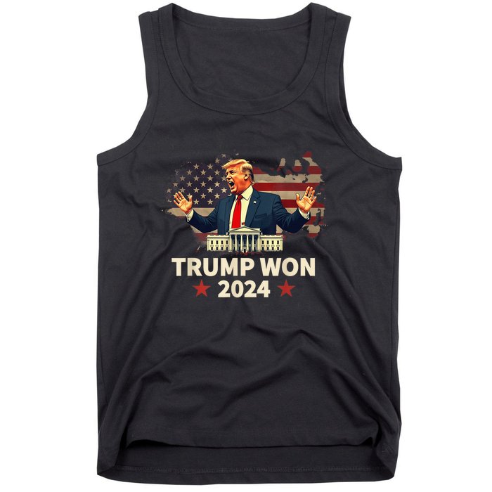 Trump Won 2024 President 47th Election Us Flag Tank Top