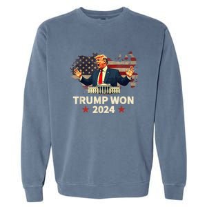 Trump Won 2024 President 47th Election Us Flag Garment-Dyed Sweatshirt