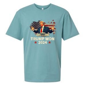 Trump Won 2024 President 47th Election Us Flag Sueded Cloud Jersey T-Shirt