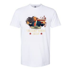 Trump Won 2024 President 47th Election Us Flag Softstyle CVC T-Shirt