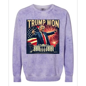 Trump Won 2024 Election President 47th White House American Colorblast Crewneck Sweatshirt