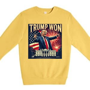 Trump Won 2024 Election President 47th White House American Premium Crewneck Sweatshirt