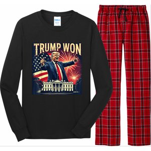 Trump Won 2024 Election President 47th White House American Long Sleeve Pajama Set