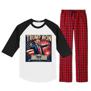 Trump Won 2024 Election President 47th White House American Raglan Sleeve Pajama Set