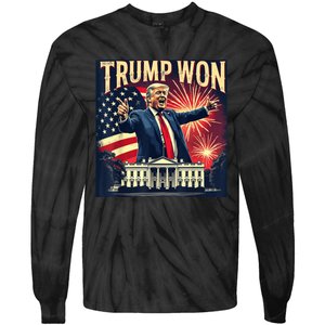 Trump Won 2024 Election President 47th White House American Tie-Dye Long Sleeve Shirt