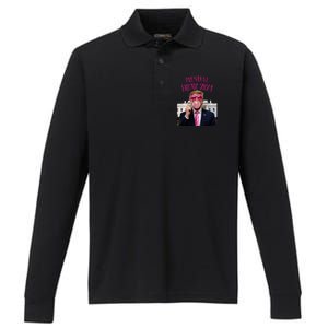 Trump Won 2024 President Trump Blowing Performance Long Sleeve Polo