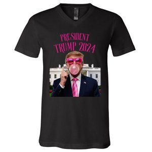 Trump Won 2024 President Trump Blowing V-Neck T-Shirt