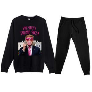 Trump Won 2024 President Trump Blowing Premium Crewneck Sweatsuit Set