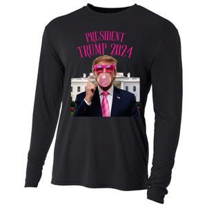 Trump Won 2024 President Trump Blowing Cooling Performance Long Sleeve Crew