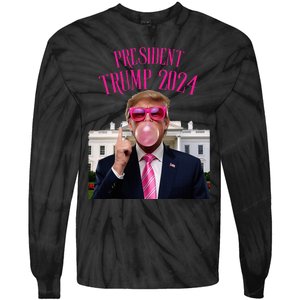 Trump Won 2024 President Trump Blowing Tie-Dye Long Sleeve Shirt