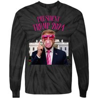 Trump Won 2024 President Trump Blowing Tie-Dye Long Sleeve Shirt