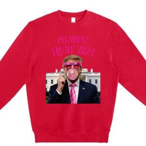 Trump Won 2024 President Trump Blowing Premium Crewneck Sweatshirt