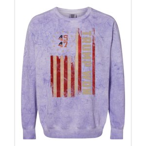 Trump Won 2024 45 47th President Usa Flag Colorblast Crewneck Sweatshirt