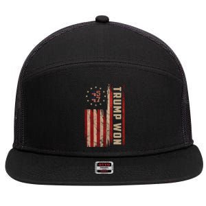 Trump Won 2024 45 47th President Usa Flag 7 Panel Mesh Trucker Snapback Hat