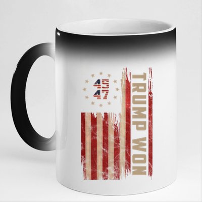 Trump Won 2024 45 47th President Usa Flag 11oz Black Color Changing Mug