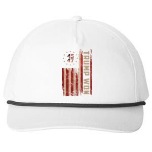 Trump Won 2024 45 47th President Usa Flag Snapback Five-Panel Rope Hat