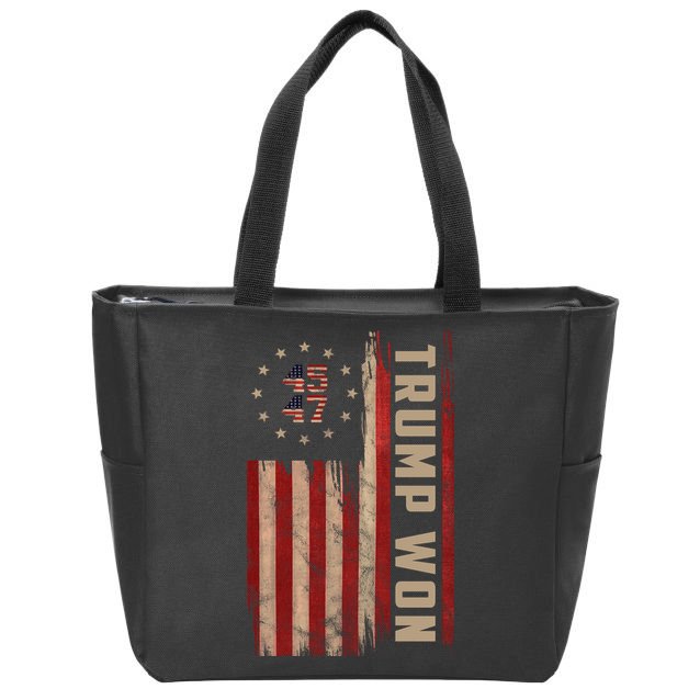 Trump Won 2024 45 47th President Usa Flag Zip Tote Bag