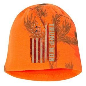 Trump Won 2024 45 47th President Usa Flag Kati - Camo Knit Beanie