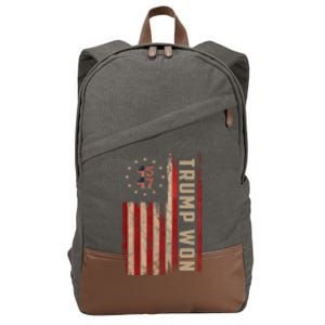 Trump Won 2024 45 47th President Usa Flag Cotton Canvas Backpack