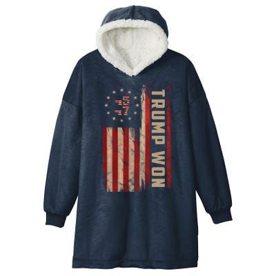 Trump Won 2024 45 47th President Usa Flag Hooded Wearable Blanket