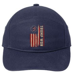 Trump Won 2024 45 47th President Usa Flag 7-Panel Snapback Hat