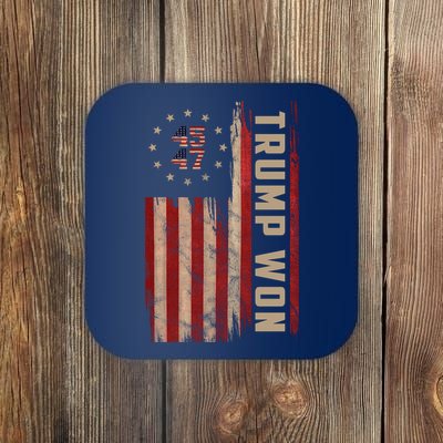 Trump Won 2024 45 47th President Usa Flag Coaster