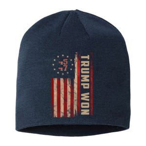 Trump Won 2024 45 47th President Usa Flag Sustainable Beanie