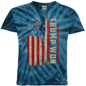 Trump Won 2024 45 47th President Usa Flag Kids Tie-Dye T-Shirt