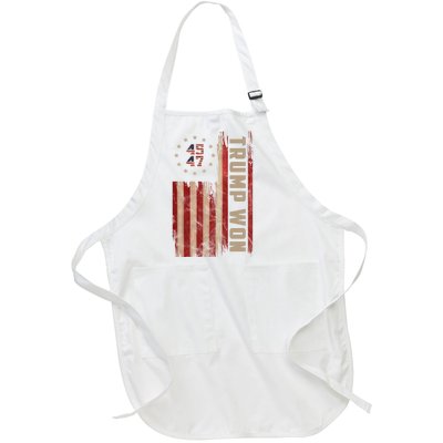 Trump Won 2024 45 47th President Usa Flag Full-Length Apron With Pockets