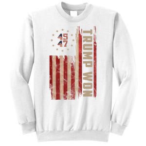 Trump Won 2024 45 47th President Usa Flag Sweatshirt