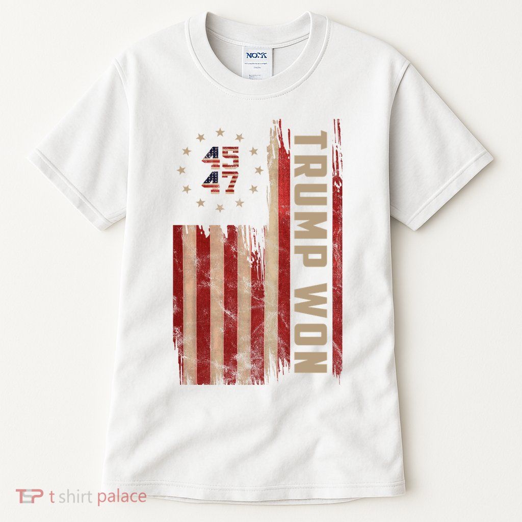 Trump Won 2024 45 47th President Usa Flag Tall T-Shirt