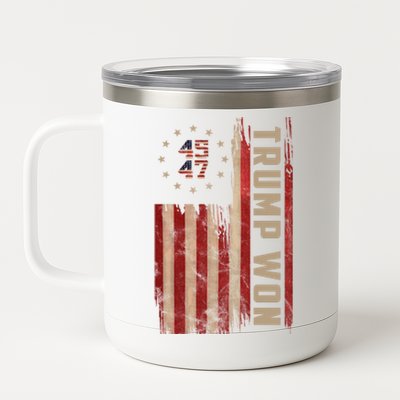 Trump Won 2024 45 47th President Usa Flag 12 oz Stainless Steel Tumbler Cup