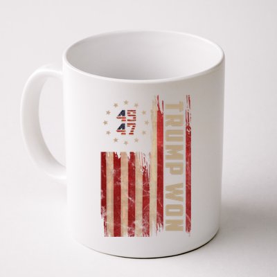 Trump Won 2024 45 47th President Usa Flag Coffee Mug