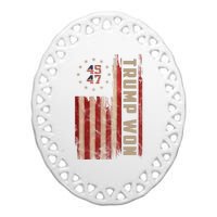 Trump Won 2024 45 47th President Usa Flag Ceramic Oval Ornament