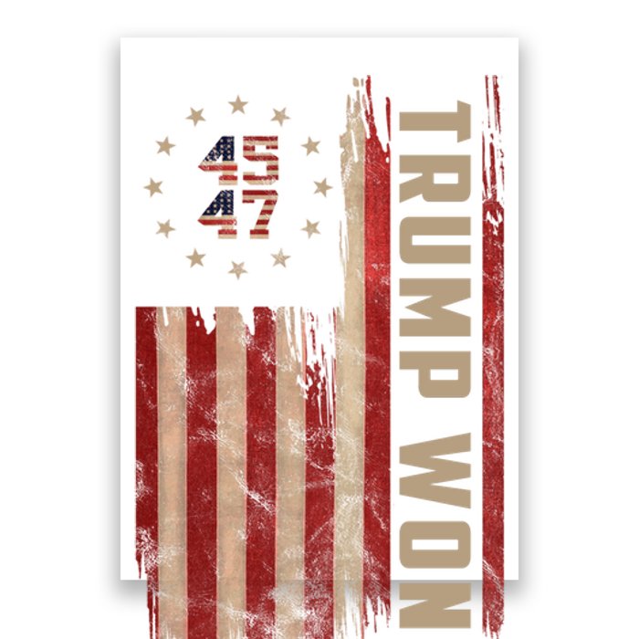 Trump Won 2024 45 47th President Usa Flag Poster