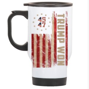 Trump Won 2024 45 47th President Usa Flag Stainless Steel Travel Mug