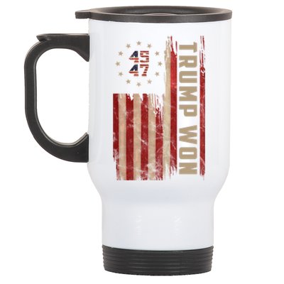 Trump Won 2024 45 47th President Usa Flag Stainless Steel Travel Mug