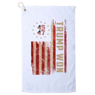 Trump Won 2024 45 47th President Usa Flag Golf Towel